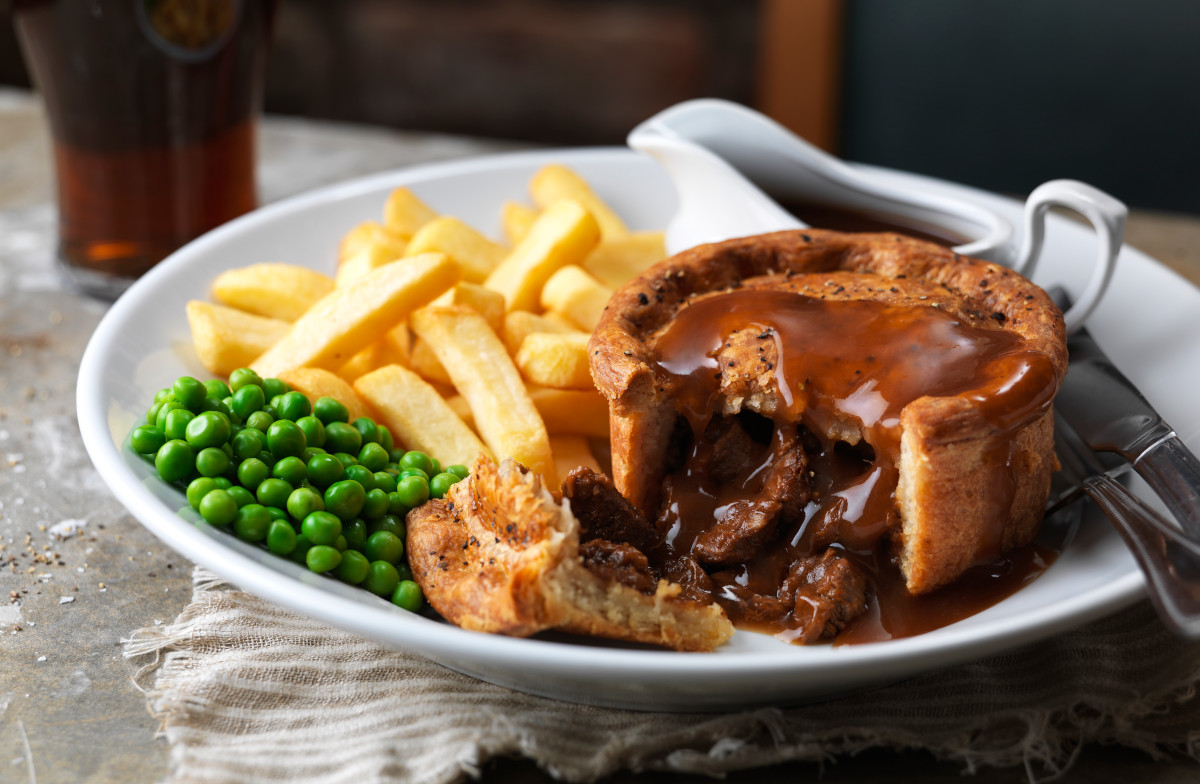 steak and joseph holt ale pie and chips pub food