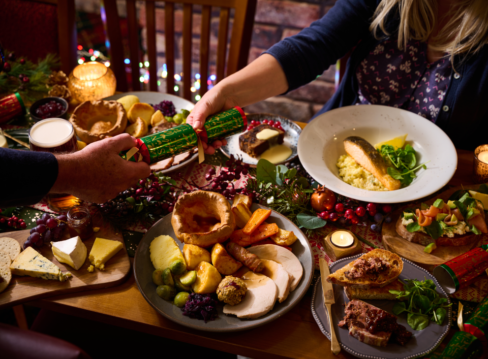 Christmas Day Carvery meals on a table