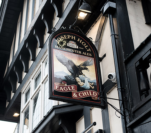 eagle and child pub sign whitefield