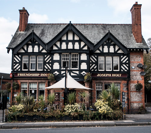 friendship inn outside of large pub in prestwich