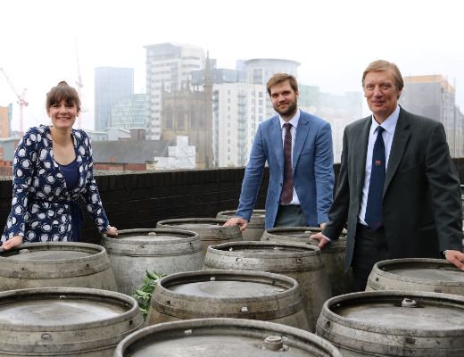 Jane, Andrew and Richard Kershaw on Joseph Holt roof