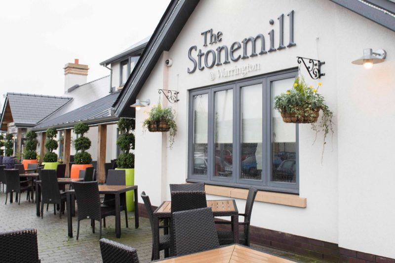 the stonemill outside of the food pub in warrington