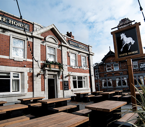 white horse pub outside