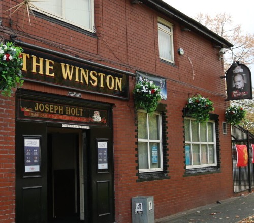 close up of winston pub salford