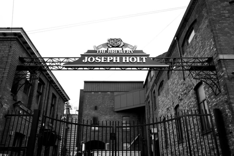 Joseph Holt brewery sign black and white