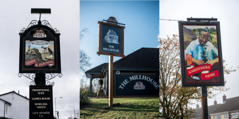 three pictorials joseph holt pub signs