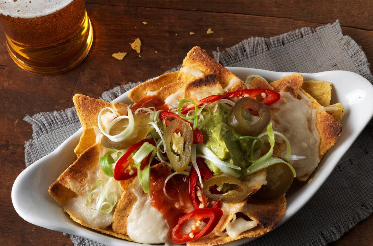 vegan nachos and beer