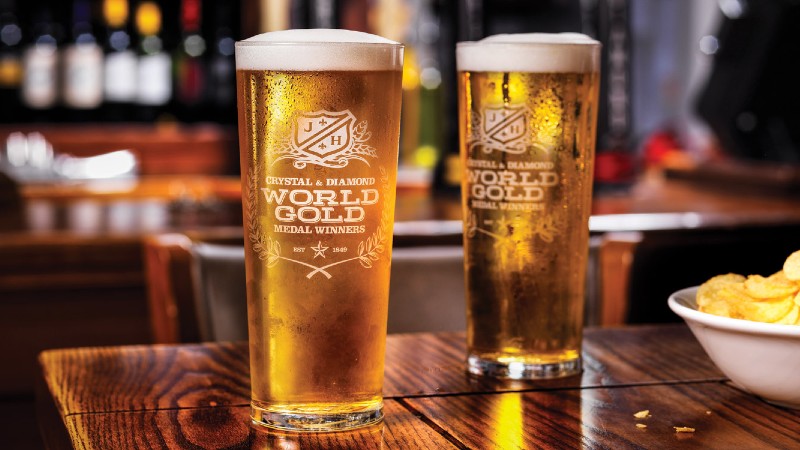 http://crystal%20gold%20lager%20pints%20on%20a%20table