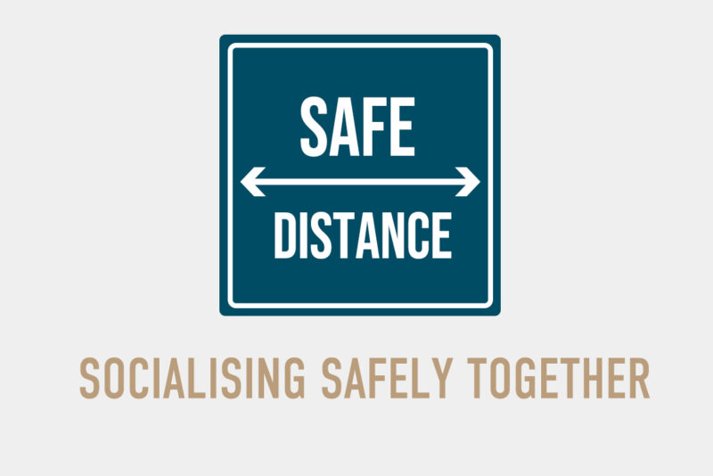 Socialising safely together grey