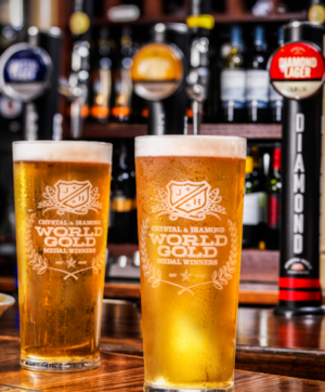 World Gold Pint Lager Glass