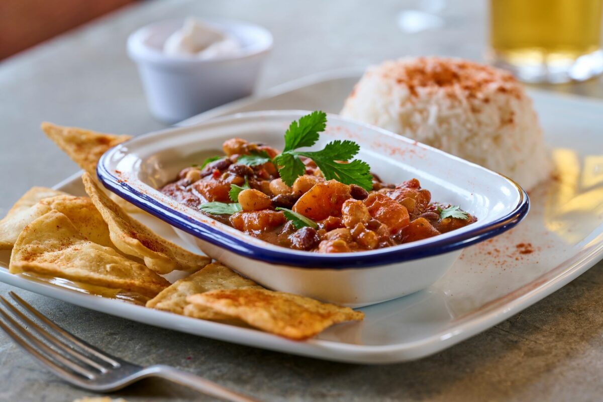 vegan chilli at the pub