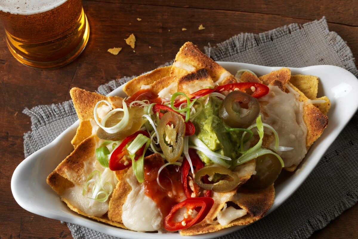 vegan nachos and beer